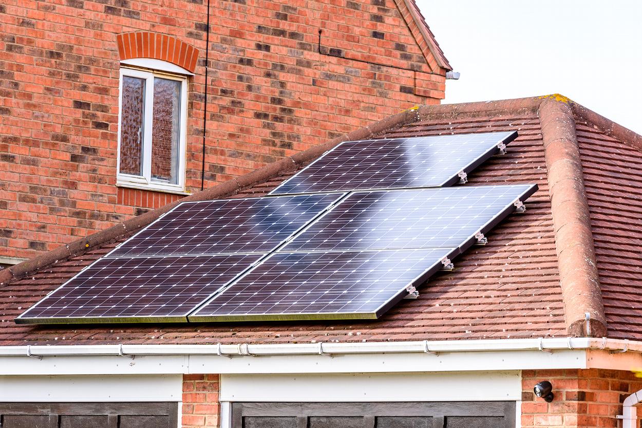 Solar panels on the roof of a home extension